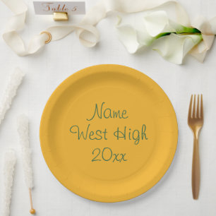 Personalizable Green Gold Class of 2025 Graduation Paper Plate