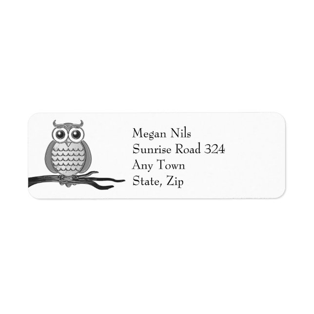 Personalizable Grey Owl | Return Address Label (Front)