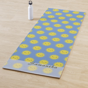Personalizable Happy Sun Pattern Yoga Mat