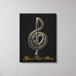 Personalizable Heart Treble Clef Canvas Print