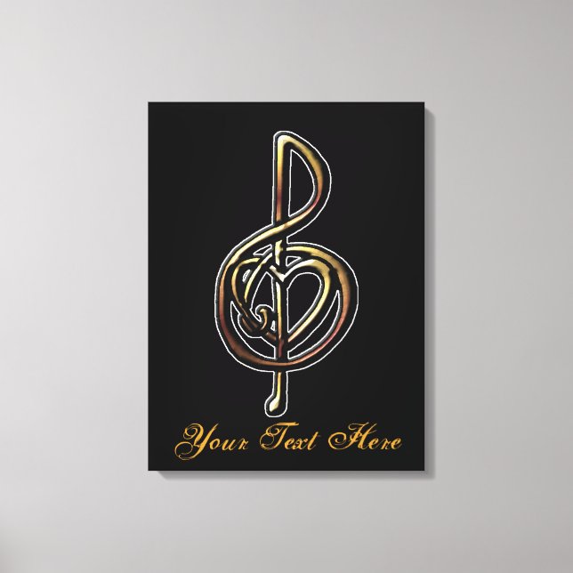Personalizable Heart Treble Clef Canvas Print (Front)