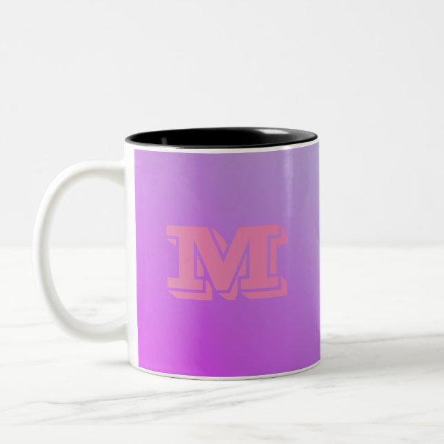 Personalizable Initial Purple Gradient Two-Tone Coffee Mug (Left)
