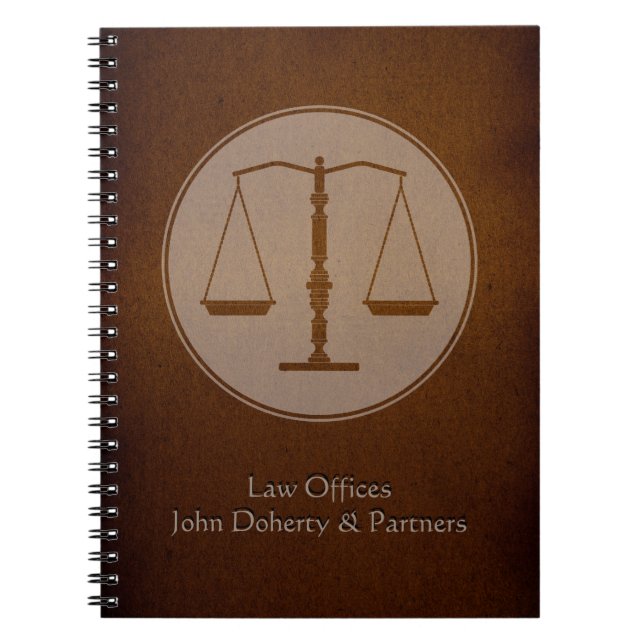 Personalizable Lawyer Notebook - Scales of Justice (Front)