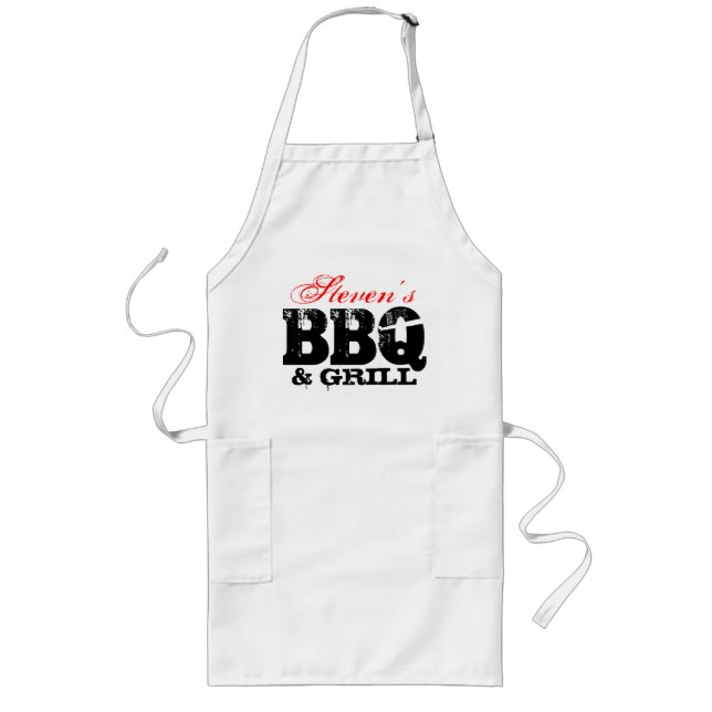 Personalizable long BBQ apron for him (Front)