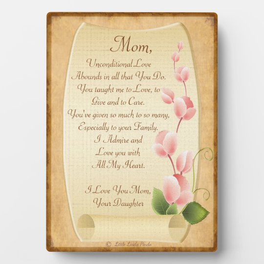 Personalizable Love Letter to Mum from Daughter Plaque | Zazzle.co.uk