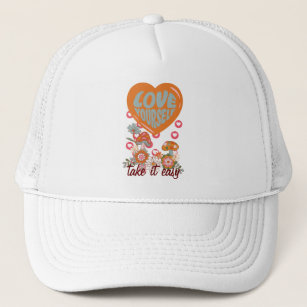 Personalizable Love yourself colourful retro groov Trucker Hat