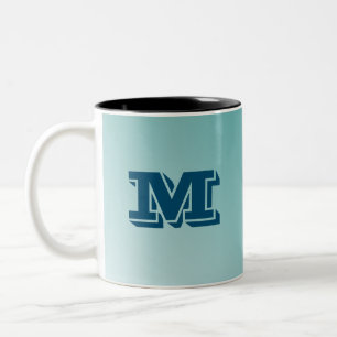 Personalizable Monogram Blue Gradient Two-Tone Coffee Mug