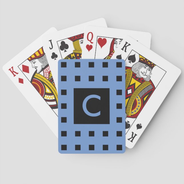 Personalizable Monogram Classy Square Pattern Playing Cards (Back)