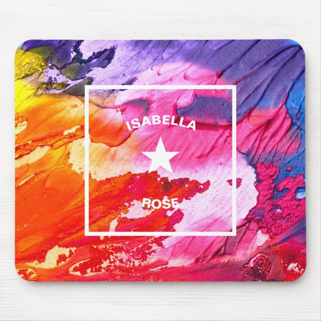 Personalizable Monogrammed Abstract Art Mouse Mat (Front)