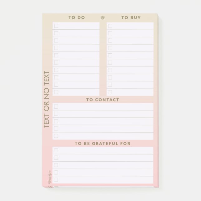 Personalizable Multiple To-Do List Pad Post-it Notes (Front)