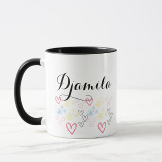 Personalizable Name Illustrated with Hearts&flower Mug