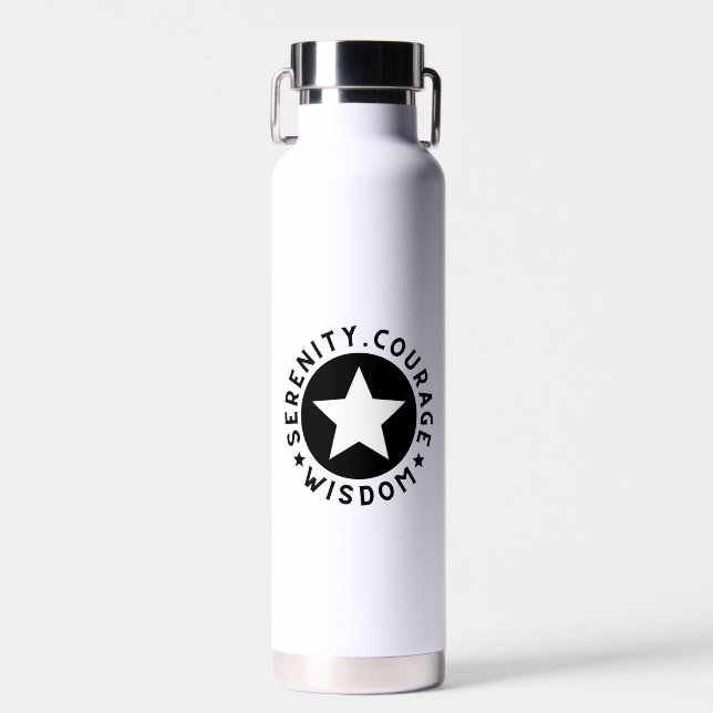Personalizable Name & Sober Date Serenity Meeting Water Bottle (Front)