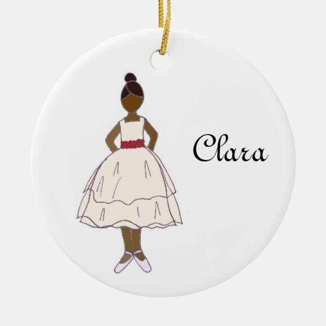 Personalizable Nutcracker Ballet Clara Keepsake Ceramic Tree Decoration (Front)