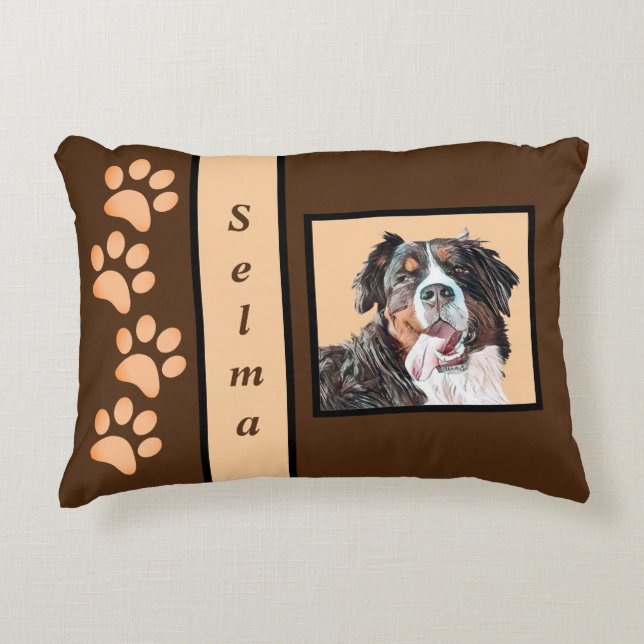 Personalizable Pastel Bernese Mountain Dog Pillow (Front)