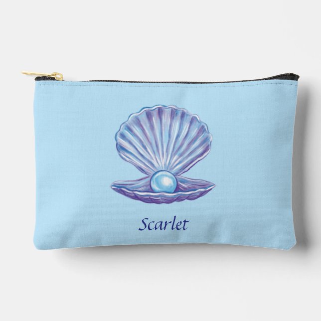 Personalizable Pearl of the Ocean (Blue)  Accessory Pouch (Front)