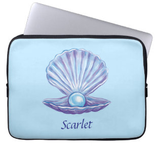 Personalizable Pearl of the Ocean (Blue) Laptop Sleeve