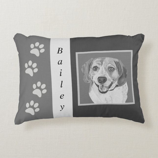 Personalizable Pencil Beagle Accent Pillow (Front)