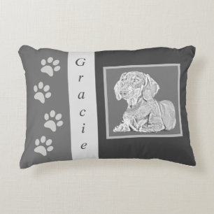 Personalizable Pencil Dachshund Accent Pillow