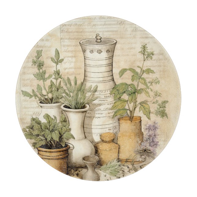 Personalizable Potted Herb Garden  Cutting Board (Front)