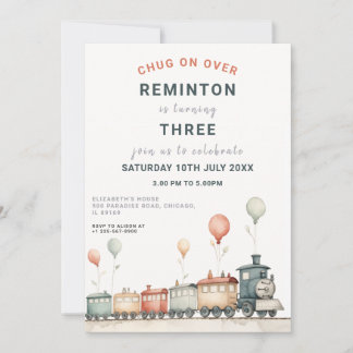 Personalizable Railroad-Themed Birthday Invite