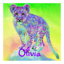 personalizable rainbow lion cub
