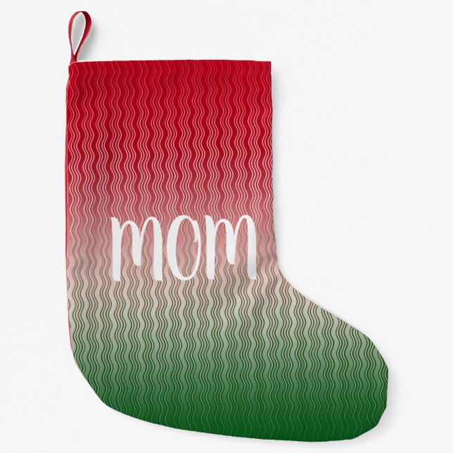 Personalizable Red Silver Green Pattern Small Christmas Stocking (Front)