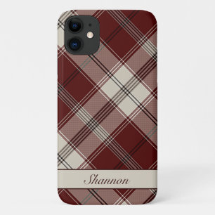 Personalizable Red & Tan Plaid iPhone 11 Case