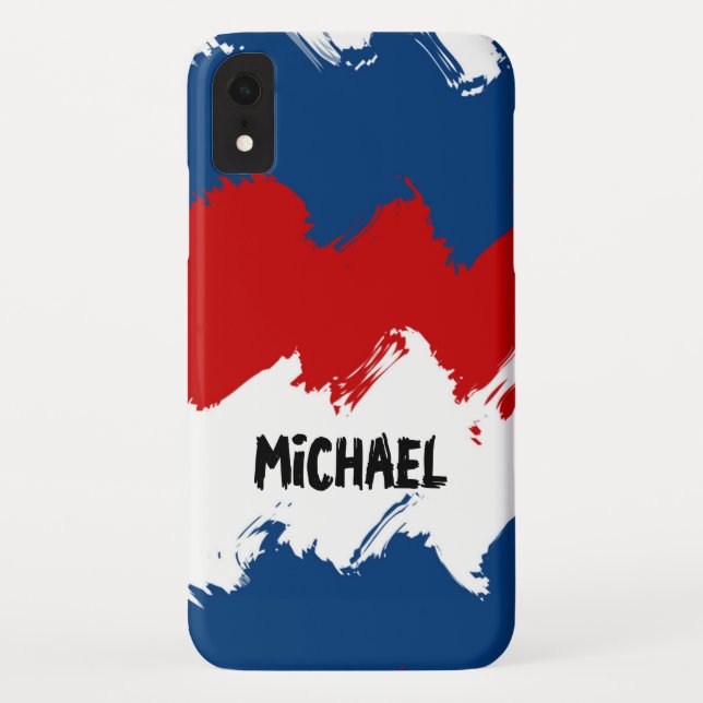 Personalizable Red, White and Blue Cool Stripes Case-Mate iPhone Case (Back)