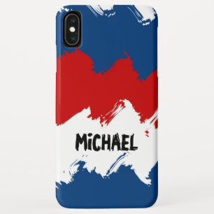 Personalizable Red, White and Blue Cool Stripes iPhone XS Max Case