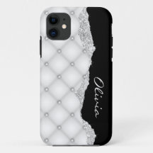 Personalizable Siver Faux Diamond Cristals Quilted