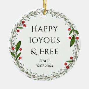 Personalizable Sobriety Date Classic Christmas Ceramic Tree Decoration