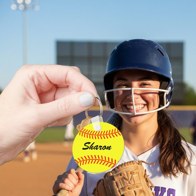 Personalizable softball keychains (softball player keychain gift)