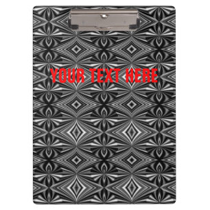 Personalizable Stylish Black White Silver Pattern Clipboard