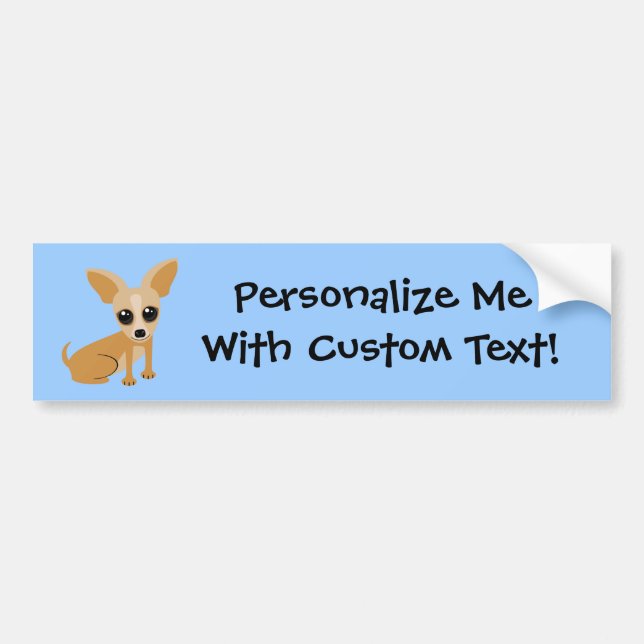 Personalizable Tan Chihuahua Blue Bumper Sticker (Front)