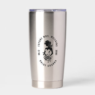 Personalizable Text Bride with Flowers Silhouette Insulated Tumbler