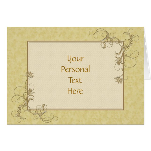 Personalizable Text  Gold Greeting Cards (Front Horizontal)