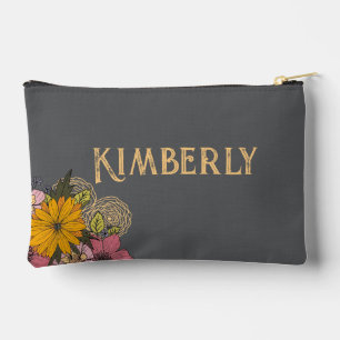 Personalizable with Flowers and Italian Quote Accessory Pouch