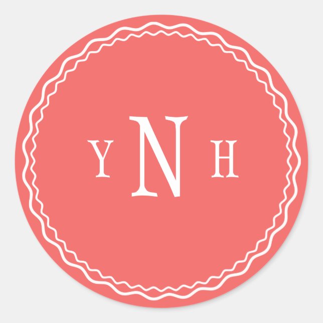 Personalizable with three-letter Monogram Classic Round Sticker (Front)