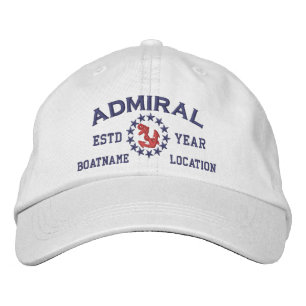 Personalizable YEAR and Names Admiral Yacht Flag Embroidered Hat