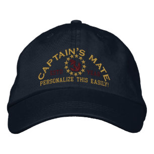 Personalizable YEAR and Names Captain's Mate Embroidered Hat