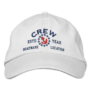 Personalizable YEAR and Names Crew Yacht Flag Embroidered Hat