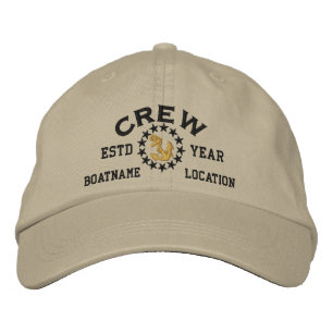 Personalizable YEAR and Names Crew Yacht Flag Embroidered Hat