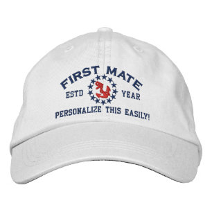 Personalizable YEAR and Names First Mate Yacht Embroidered Hat