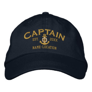 Personalizable YEAR+Names Captain Lifesaver Anchor Embroidered Hat