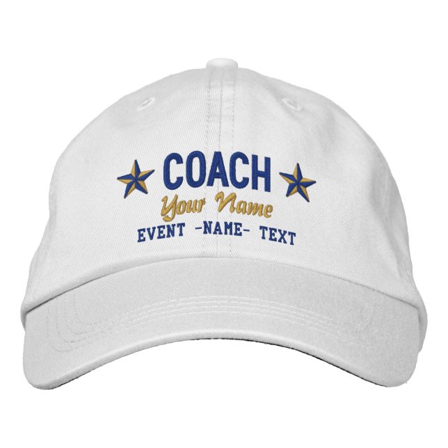 Personalizable Your Name COACH Stars Embroidery Embroidered Hat (Front)