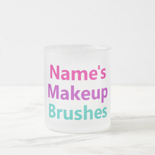 Personalizable Your Name Makeup Brushes Holder Frosted Glass Coffee Mug