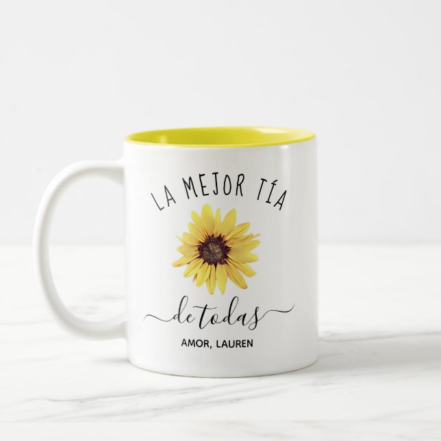 Personalizada La Mejor Tía de Toda Two-Tone Coffee Mug (Left)