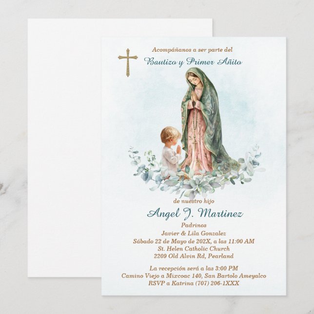  Personalizada Para Bautizo De Niño Invitation (Front/Back)