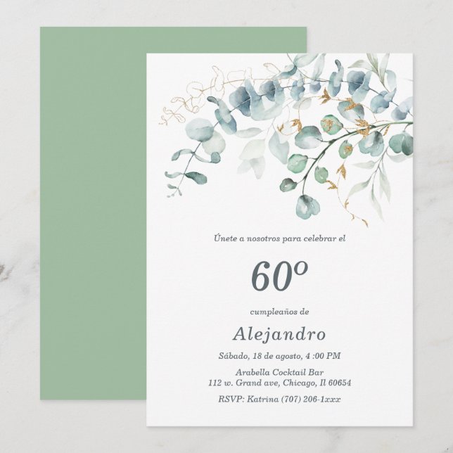 Personalizada Para Fiesta de 60 Cumpleaños Invitation (Front/Back)
