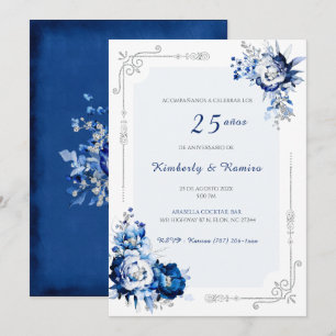 Personalizadas plata 25 años estilo vintage invitation
